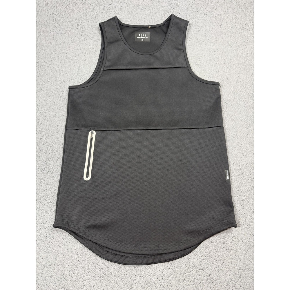 ASRV Tank Top Mens Medium Black Mesh Zip Pocket Sleeveless Athletic Gym DSG-0136